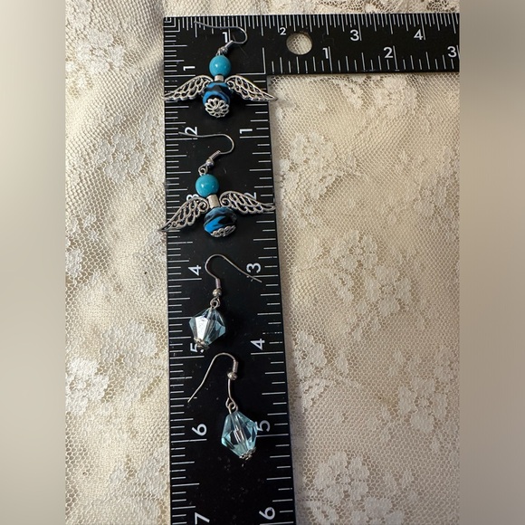 Earrings lot of two Gold Toned Blue - Picture 4 of 4